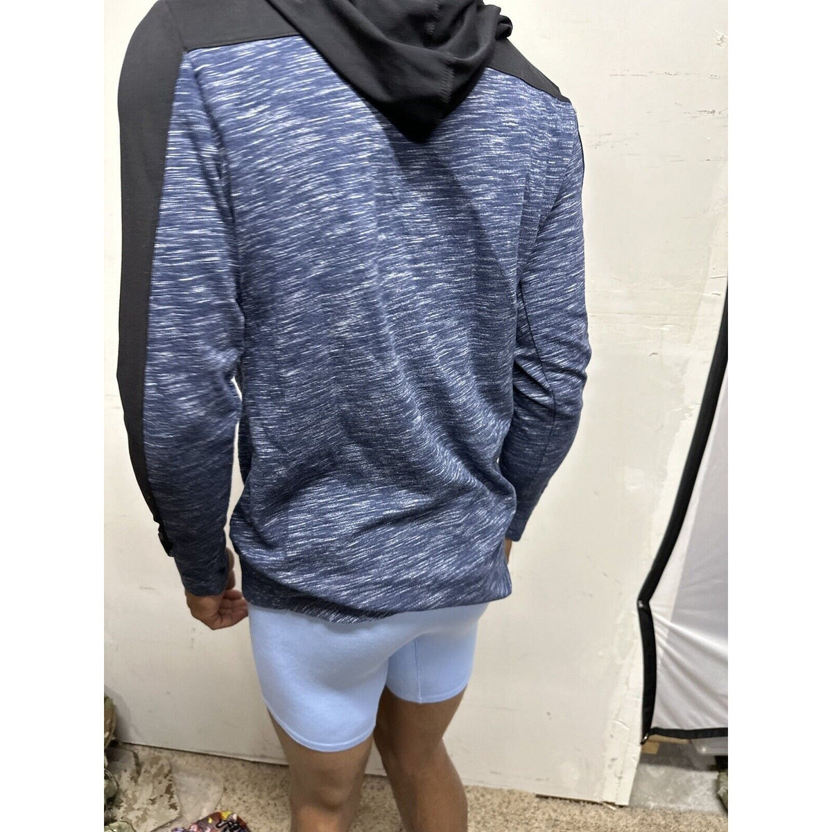 Men’s Blue And Black Boyfriend Hoodie Large Full Zip