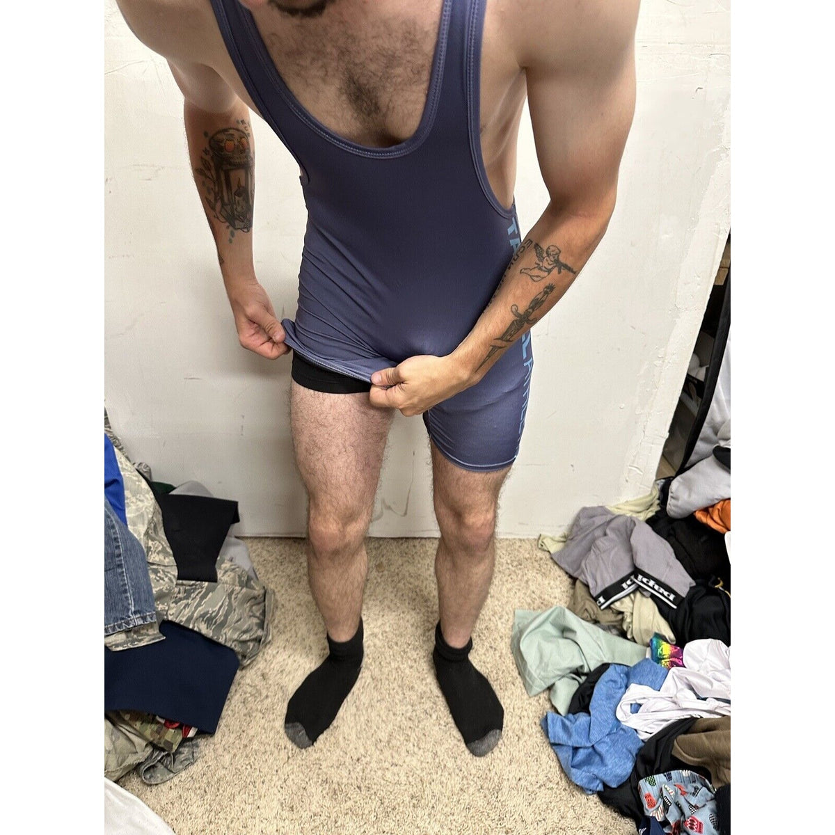 Men’s Gray Tauwell Wrestling Singlet Large