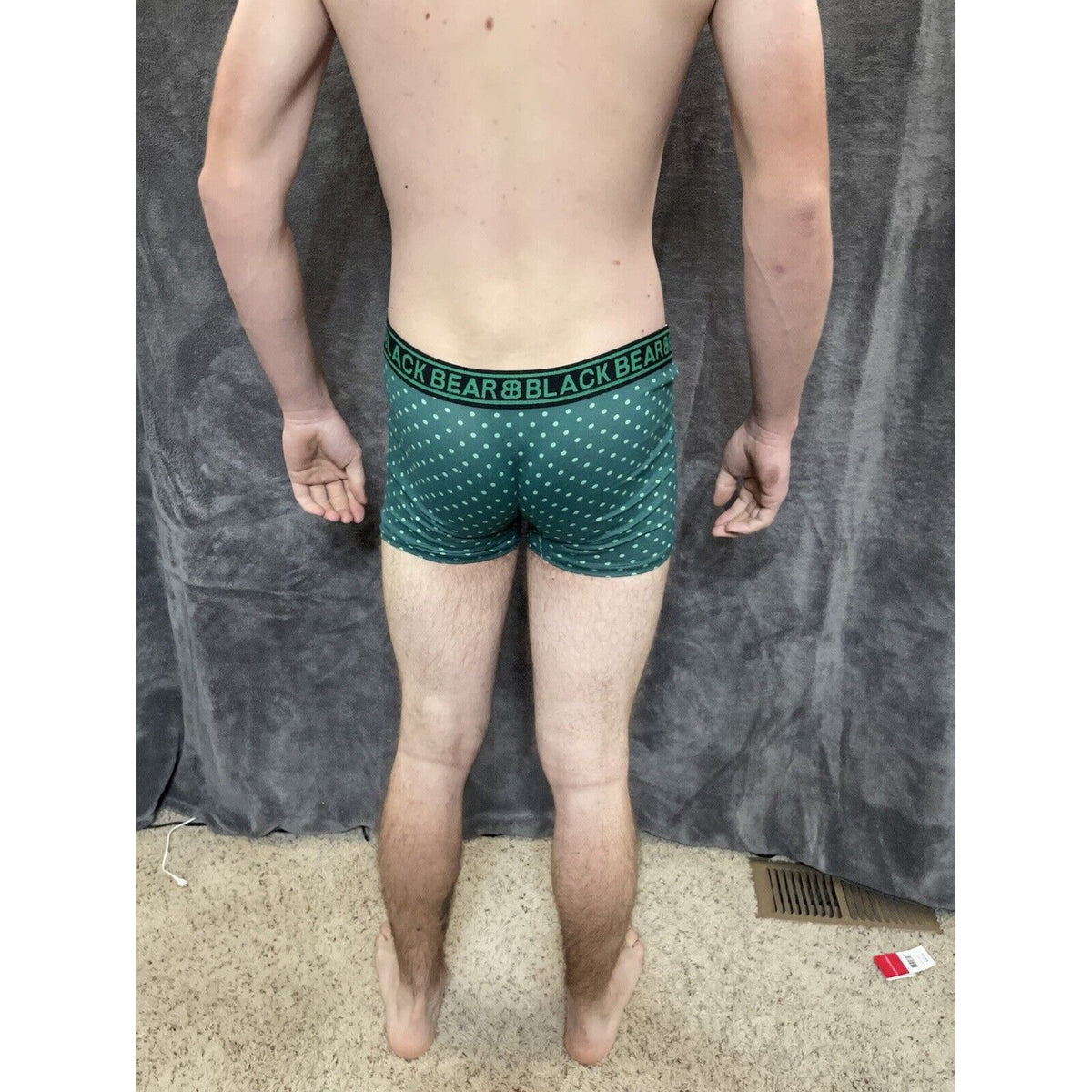 men's medium athletic trunk style black bear boxer brief Green With Polka Dots