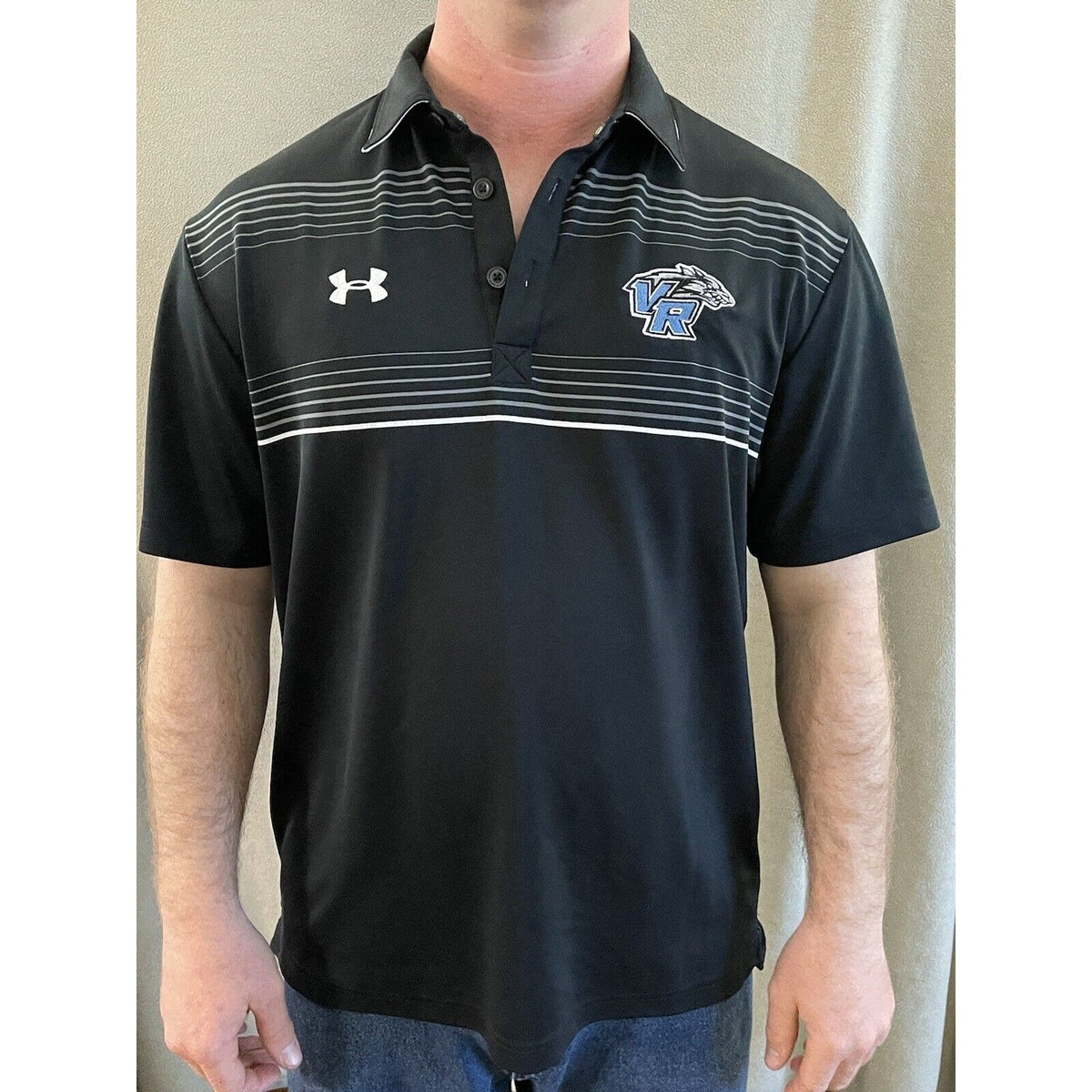 VISTA RIDGE HS Under Armour Loose Heat Gear Black & Gray Men’s Large Polo Shirt