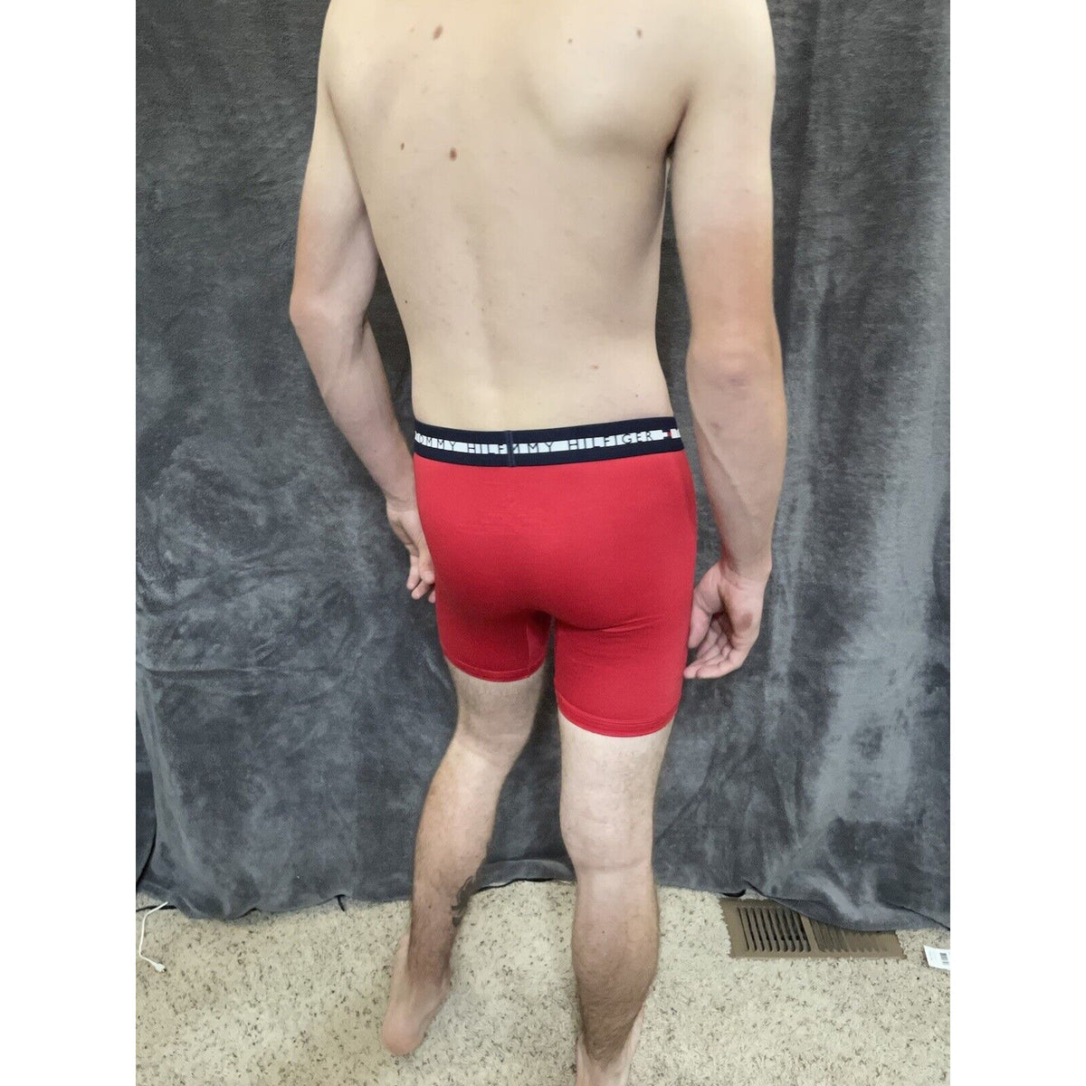 men's small tommy hilfiger red 8% elastane compression boxer brief