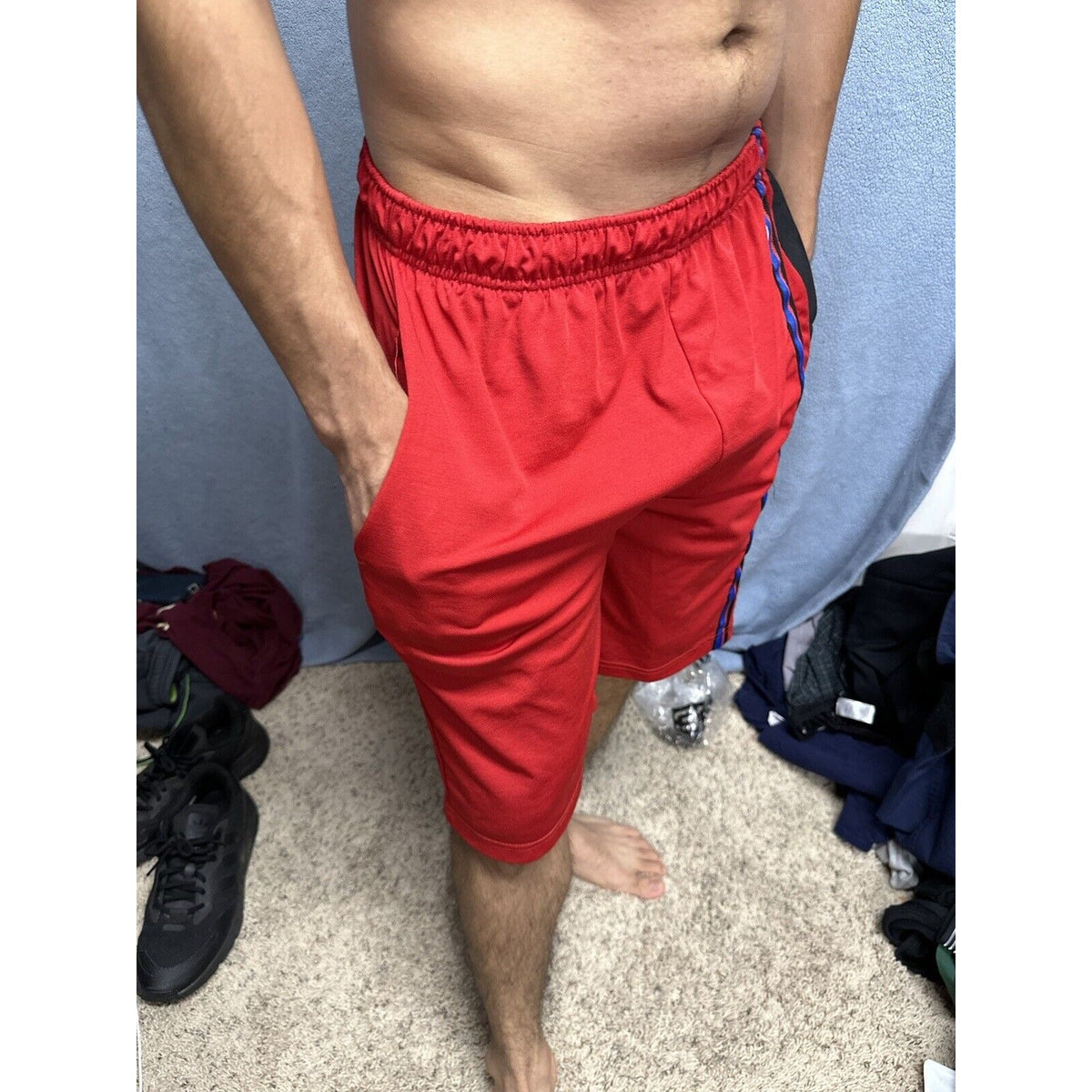 Men’s Red Champion Performance Shorts With Pockets No String
