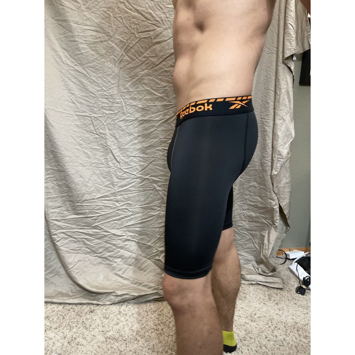 men's black reebok medium orange band compression Boxer Shorts