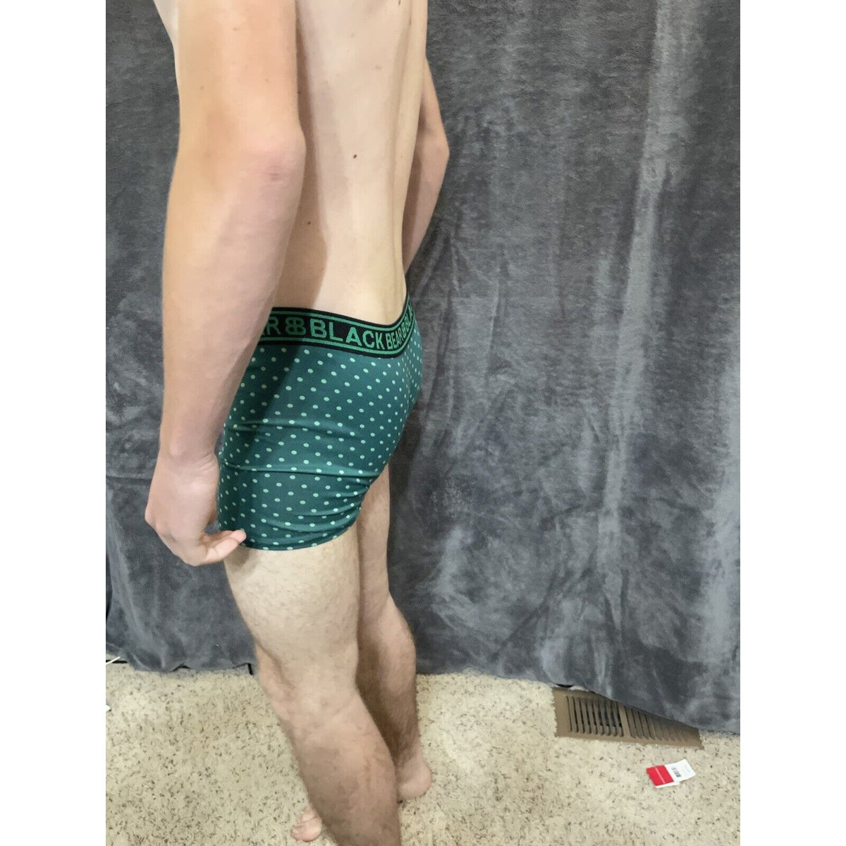 men's medium athletic trunk style black bear boxer brief Green With Polka Dots