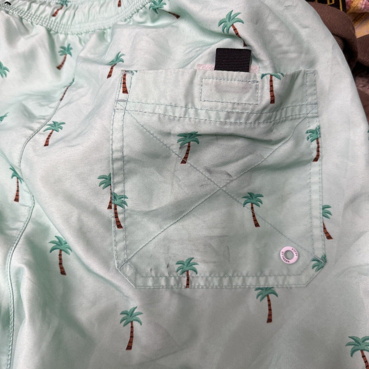 Men’s American Eagle Green Palm Tree Swim Trunks Small