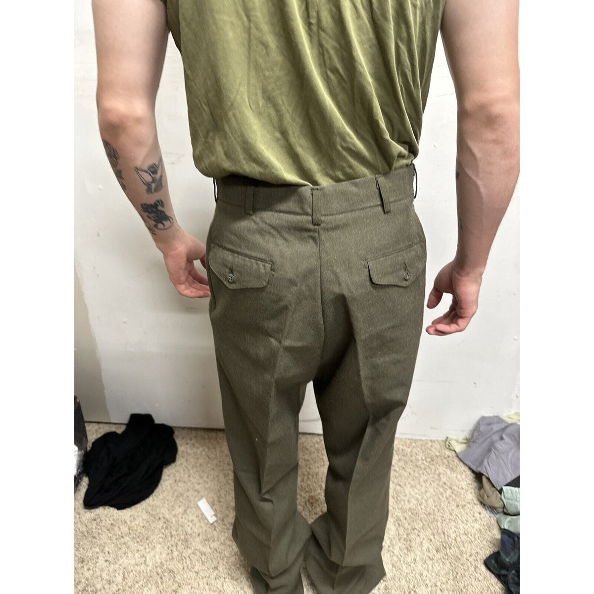 Men’s Usmc Marines Green Size 35L Wool Uniform Pants  Only