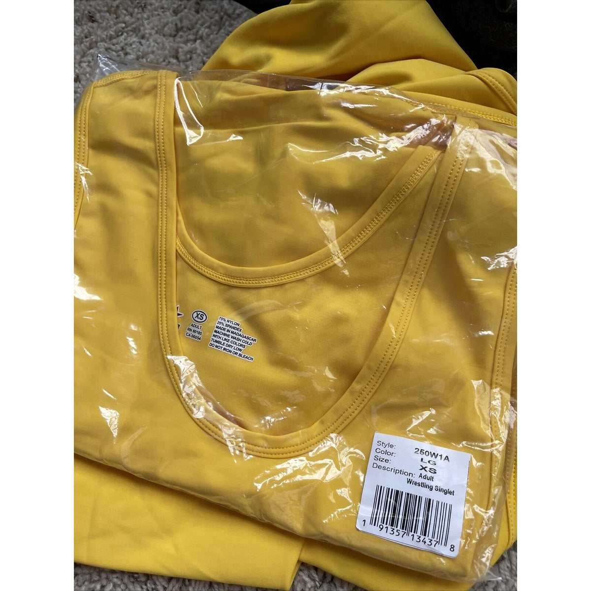 Men's Yellow XS extra small wrestling singlet alleson athletic