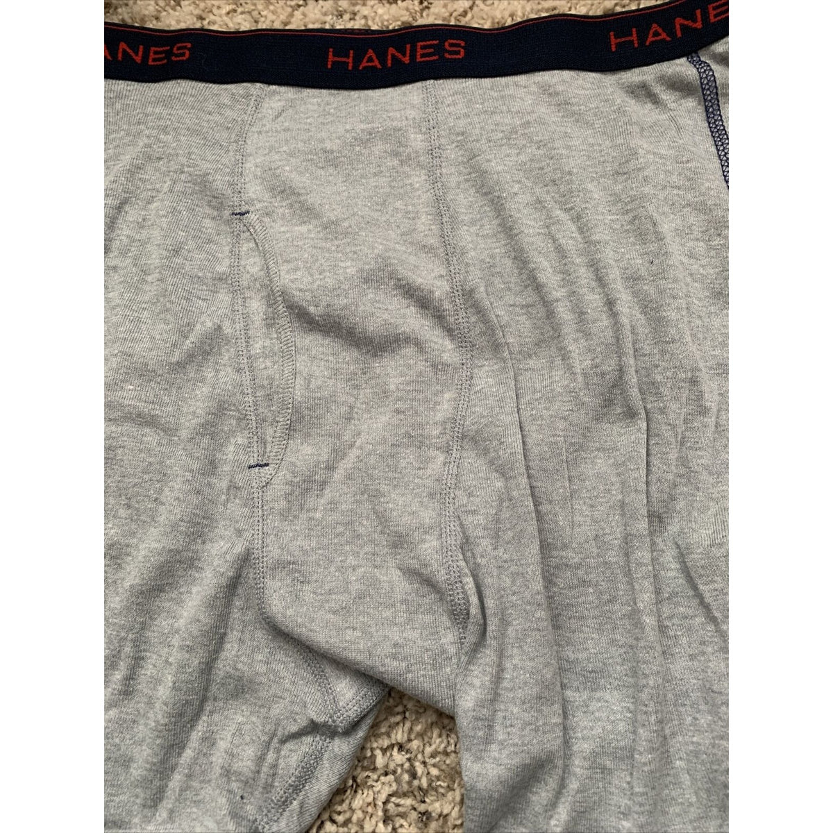 Men’s Hanes Gray Boxer Briefs Blue/red Band Large Comfort Flex