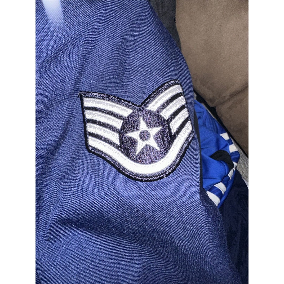 Men’s 40R Coat Uniform Air Force Blue Jacket Staff Sergeant Rank US Insignia