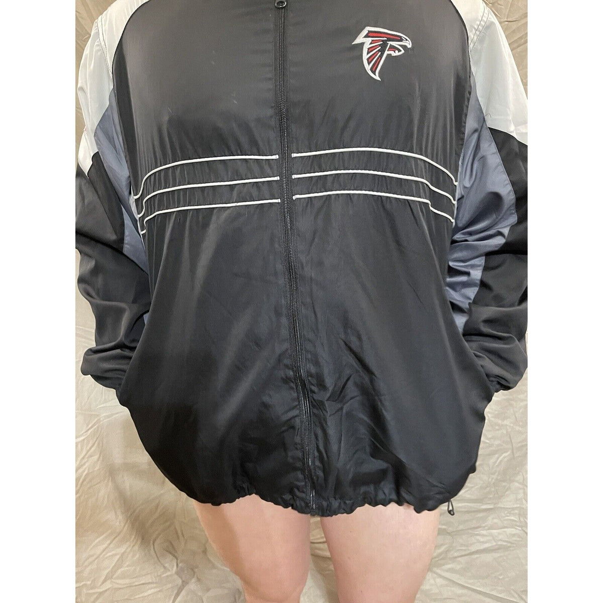 Men's SI NFL Team Reebok full zip atlanta falcons black windbreaker jacket XL