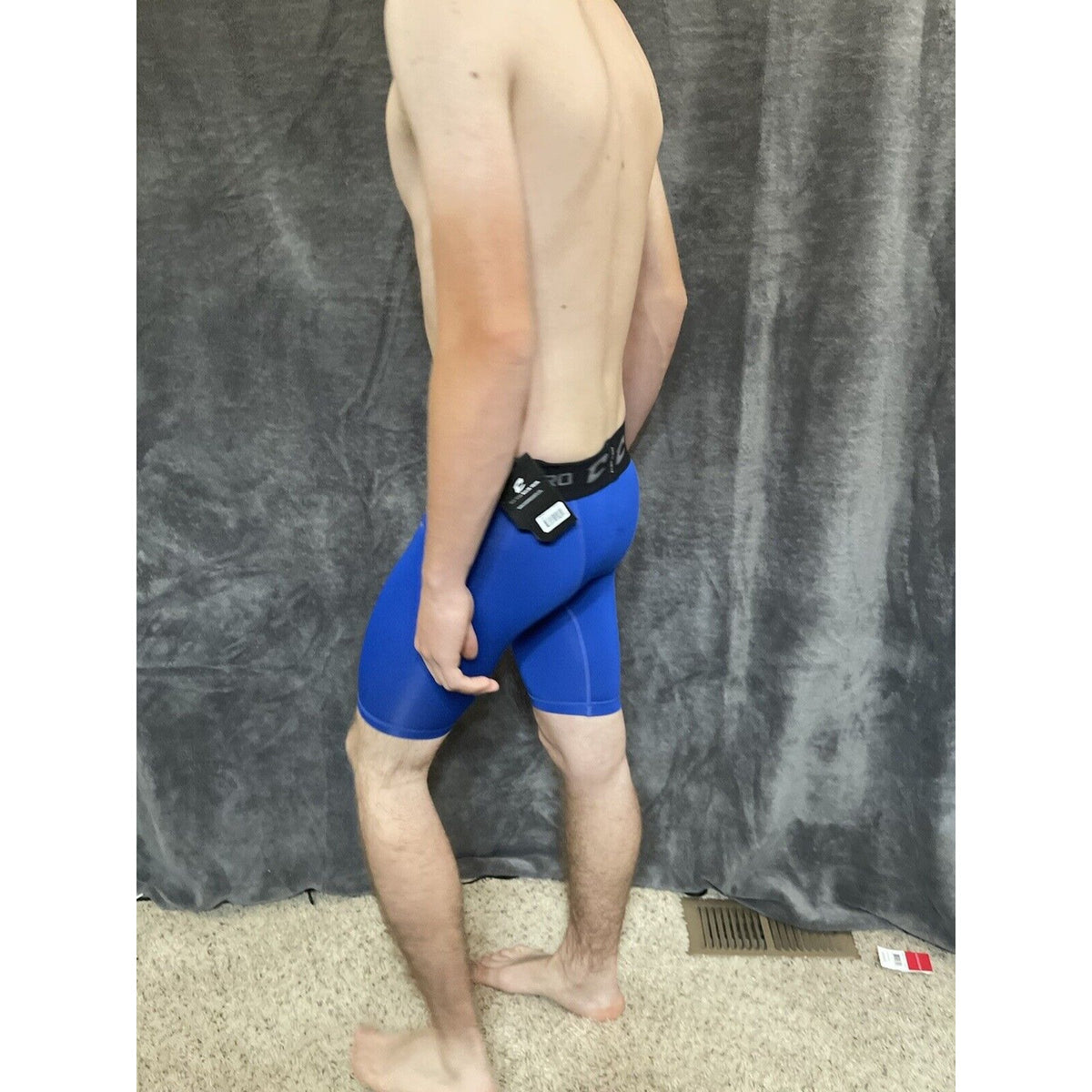 youth boys Royal blue champro performance compression shorts youth large