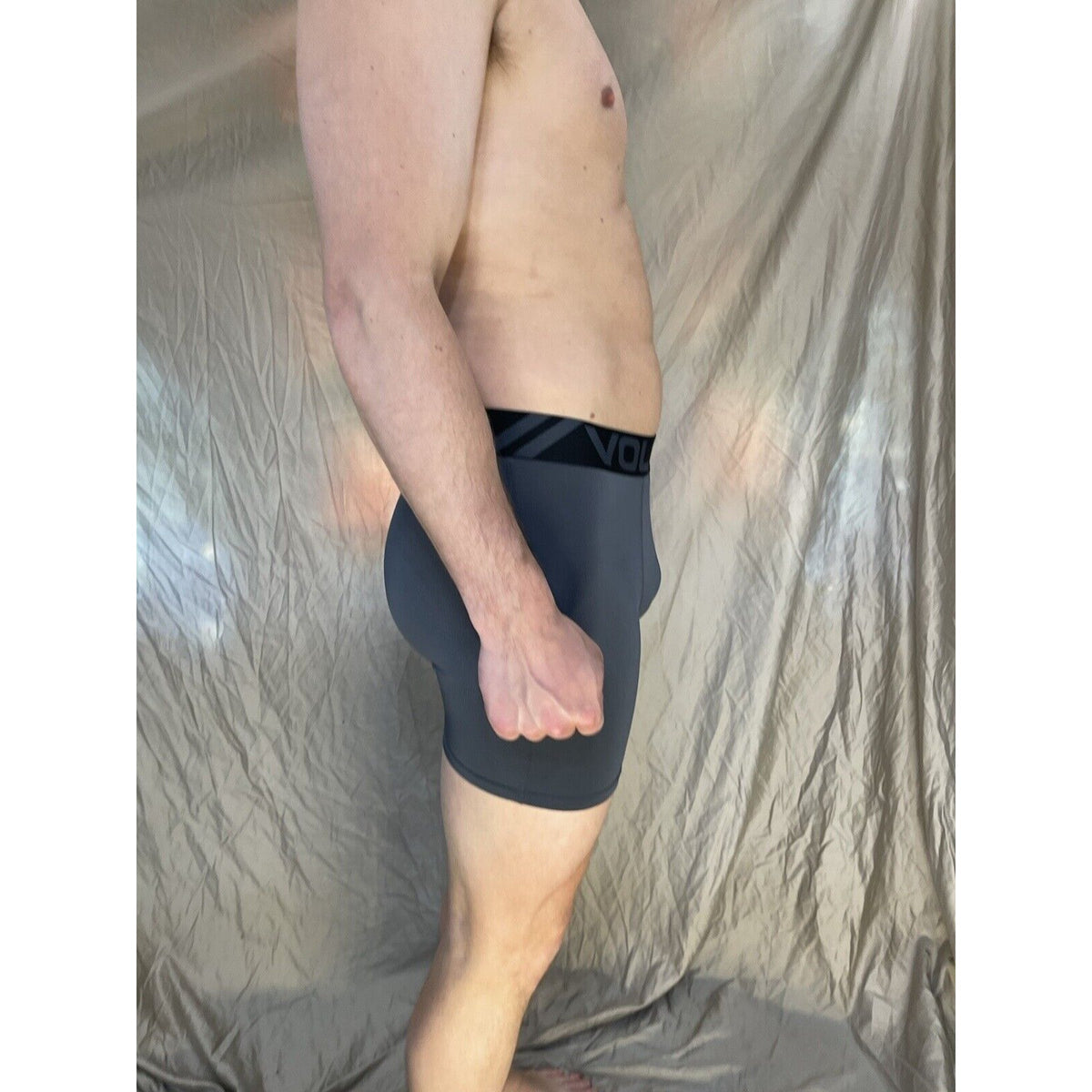 men's gray volcom small athletic compression boxer briefs