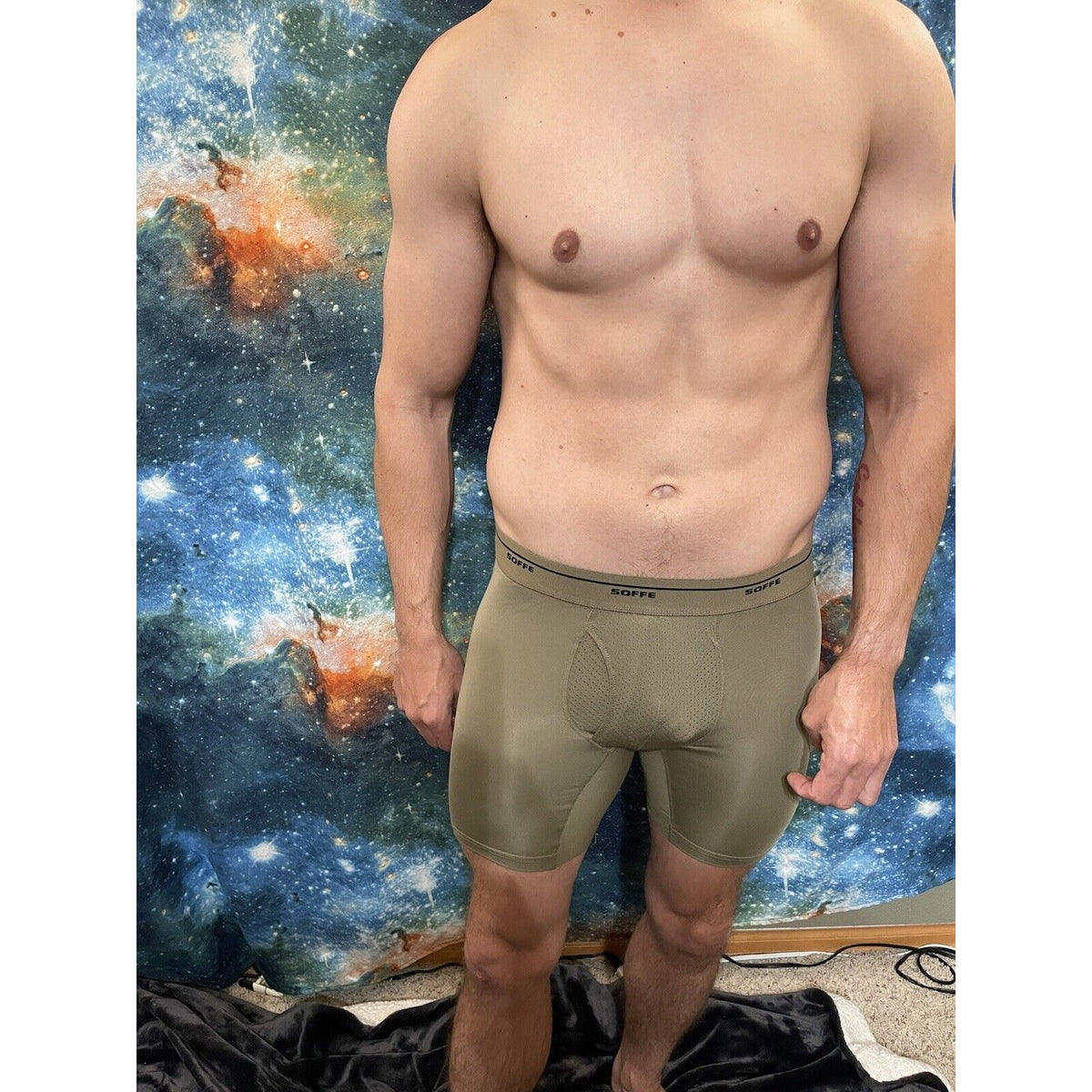 Men’s Athletic Compression Shorts Base Layer Tan Soffe small