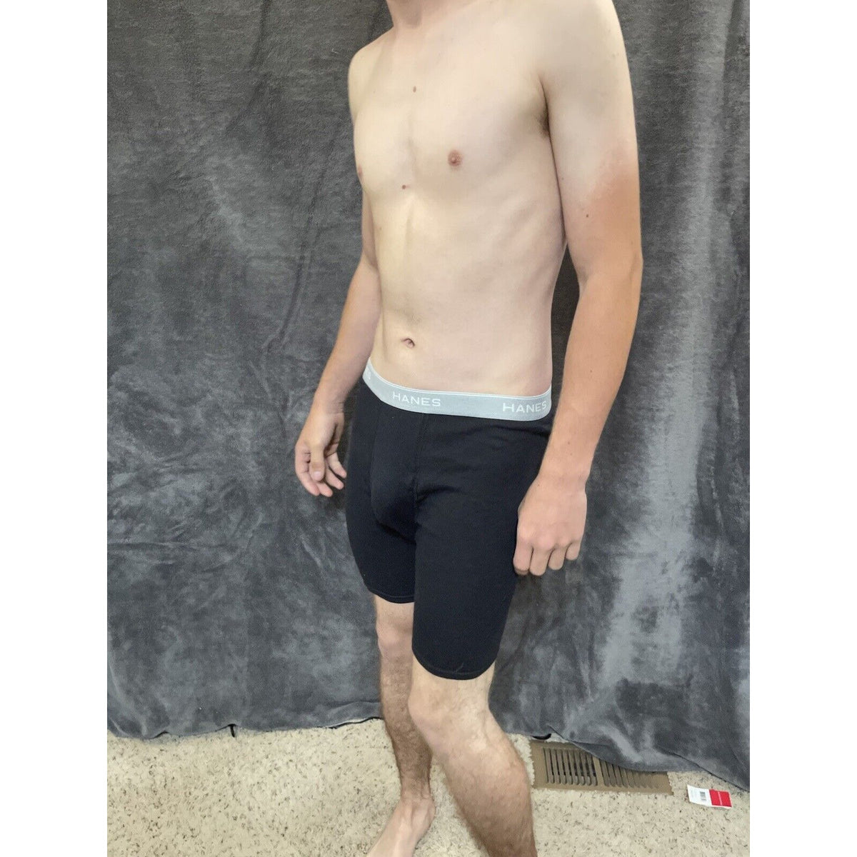 Men's black Medium hanes boxer briefs gray band