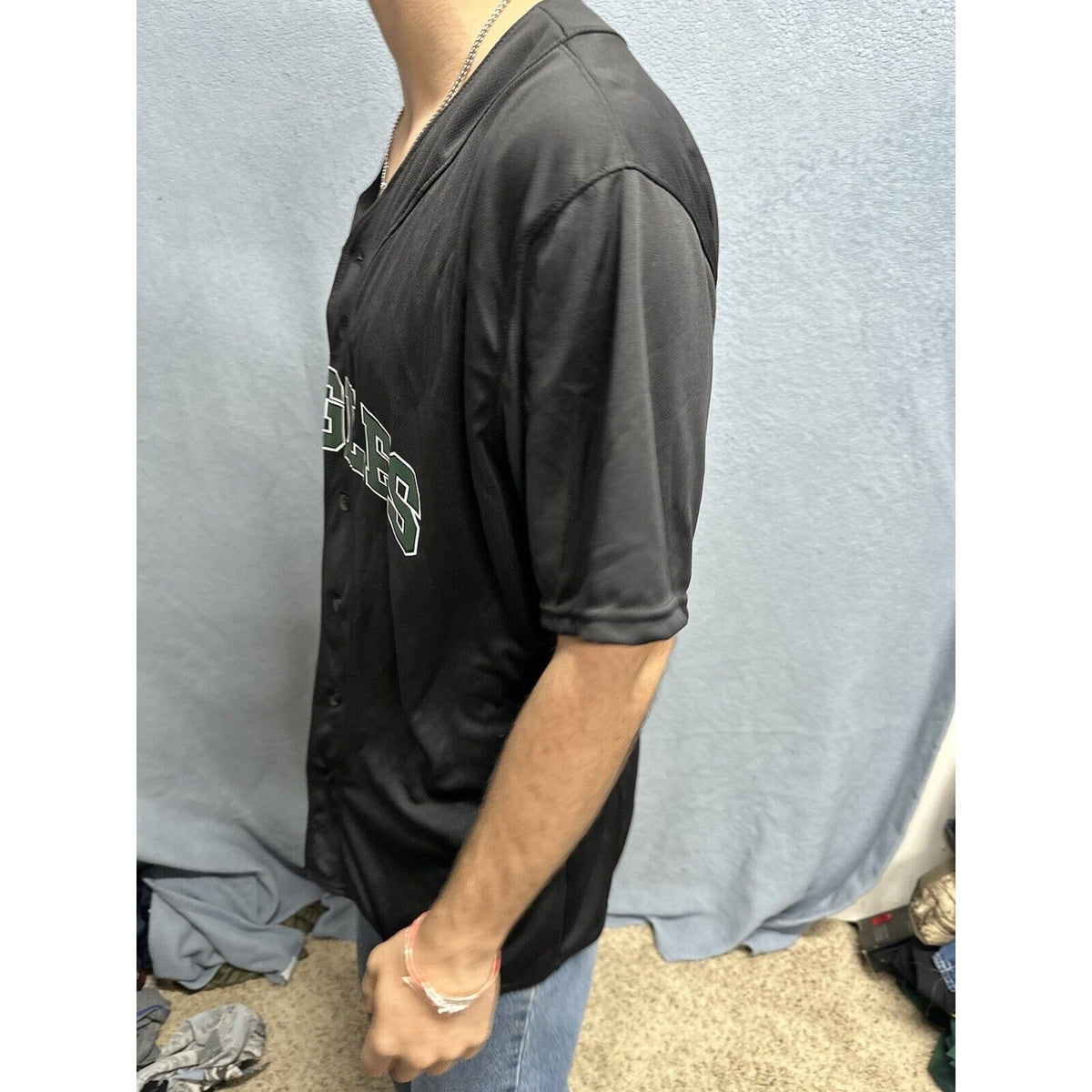 Men’s Augusta Sportswear Black Large Eagles Baseball Jersey