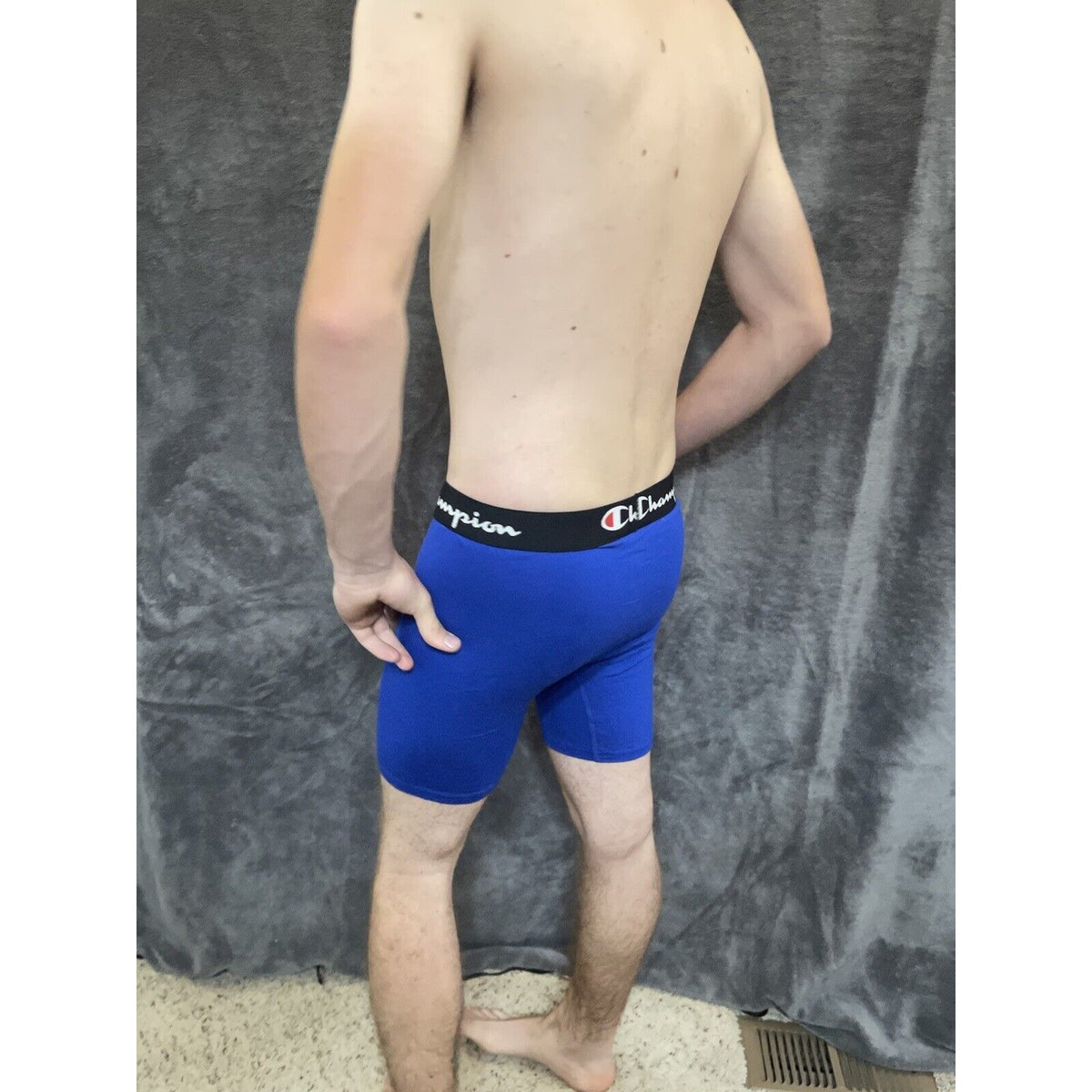 men's medium royal blue champion boxer brief 5% spandex