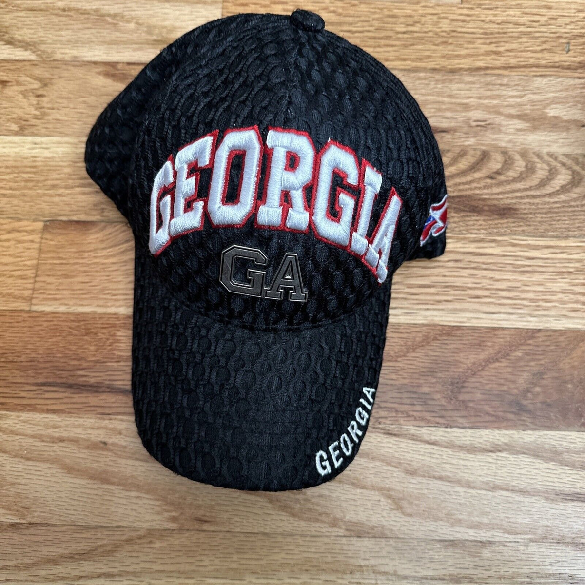 State of Georgia black baseball cap hat cap together