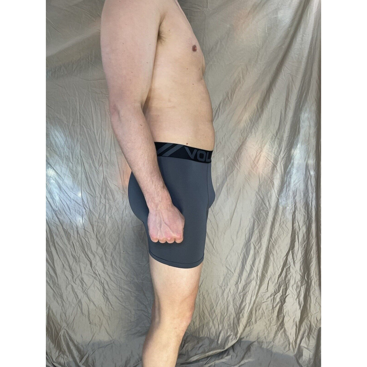 men's gray volcom small athletic compression boxer briefs
