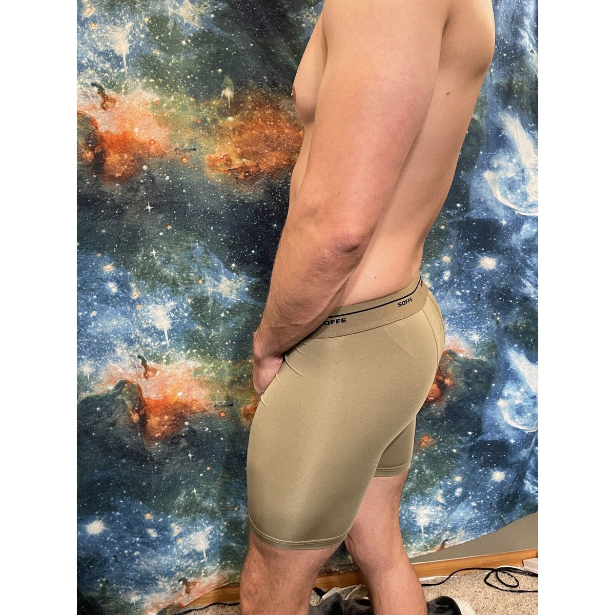 Men’s Athletic Compression Shorts Base Layer Tan Soffe small
