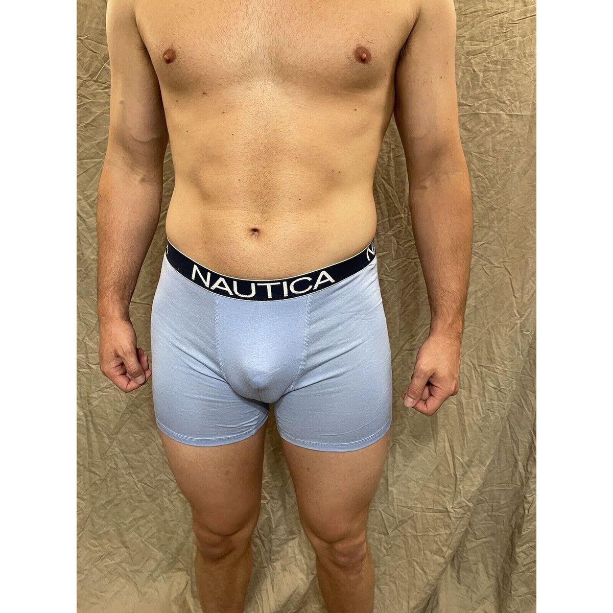 men's nautica 5% spandex boxer brief Light Blue Large
