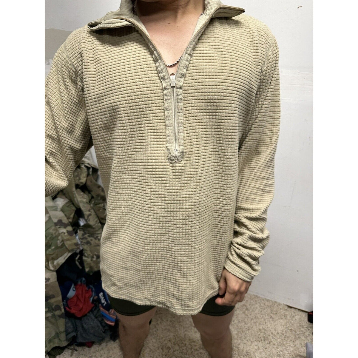 Men’s Tan Half Zip Polartec Official Gen III Army Issue Long Sleeve Pullover