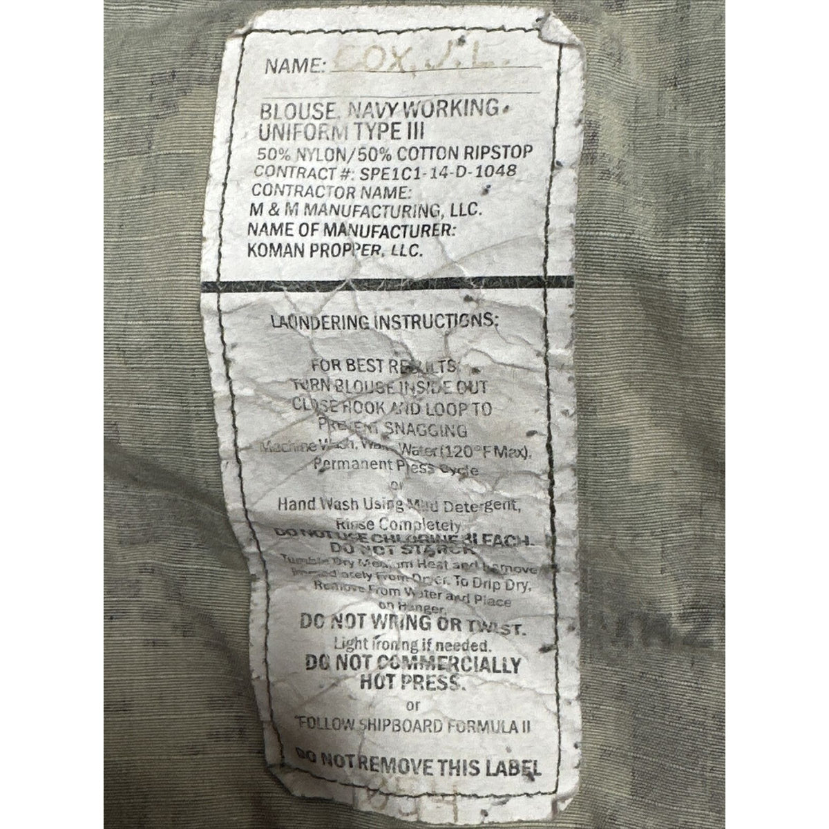 Men’s US Navy Medium XX-Short Camo Top Uniform Blouse