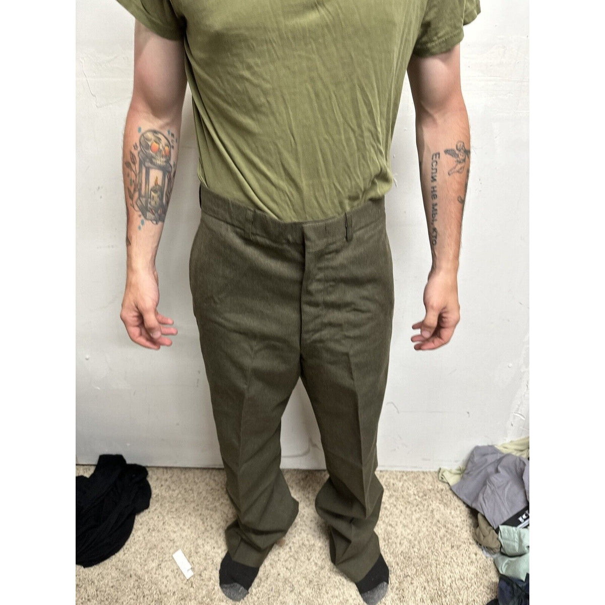 Men’s Usmc Marines Green Size 35L Wool Uniform Pants  Only