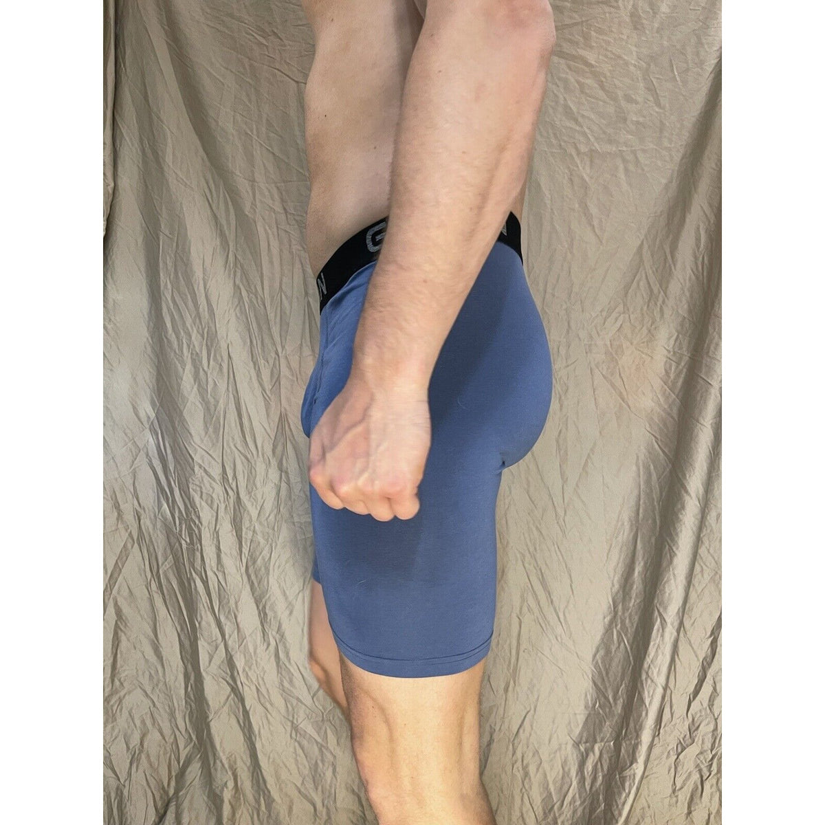 men's gildan medium blue 5% spandex compression boxer briefs