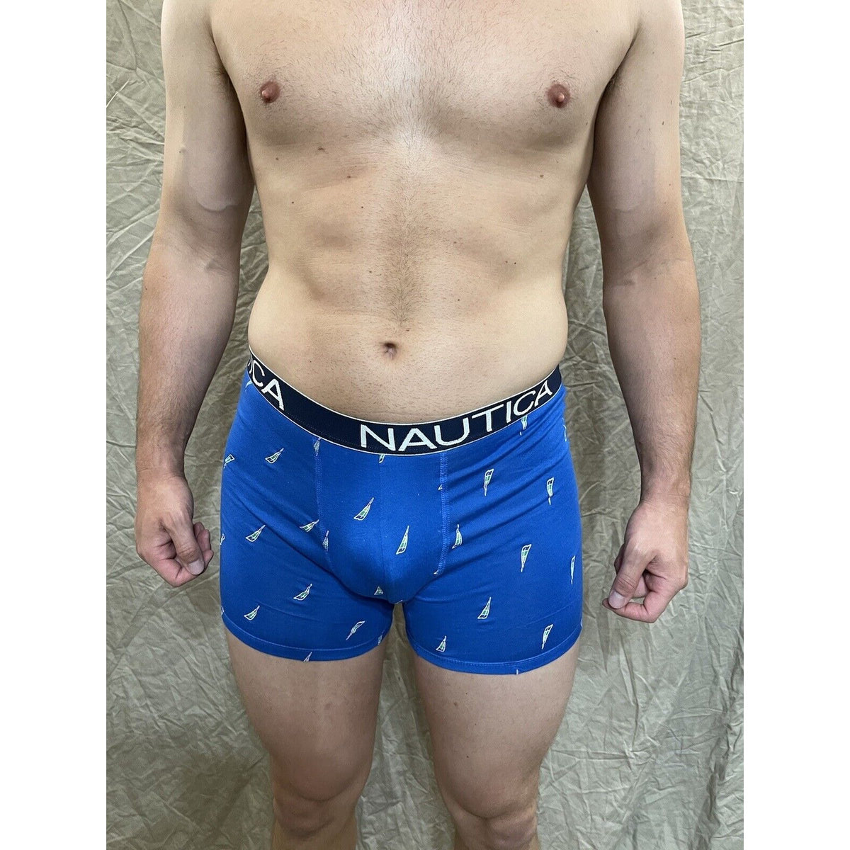 men's Rainbow Pride nautica 5% spandex boxer brief  Blue Medium