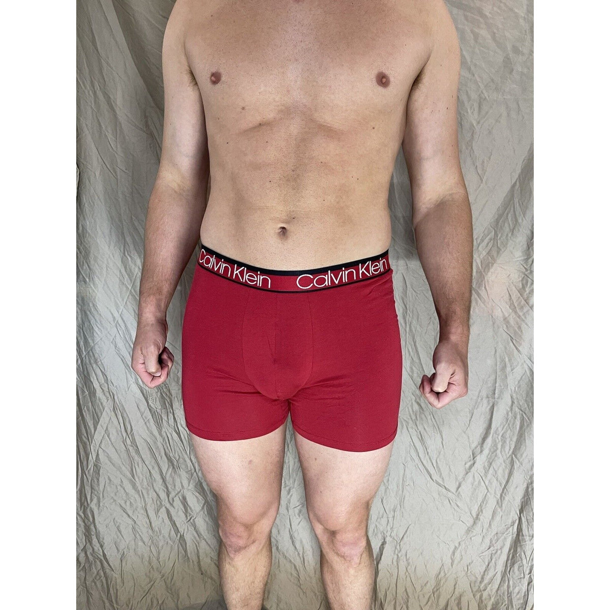 men's red calvin klein boxer brief large