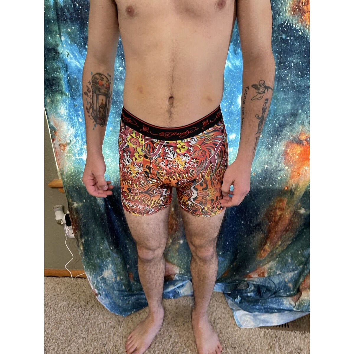 men's ed hardy compression shorts small flames New And Unworn
