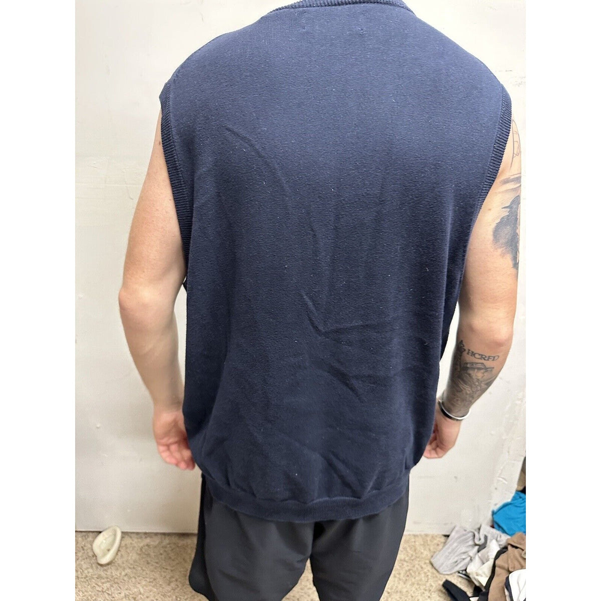 Men’s Dark Blue Sleeveless Medium Sweater Vest