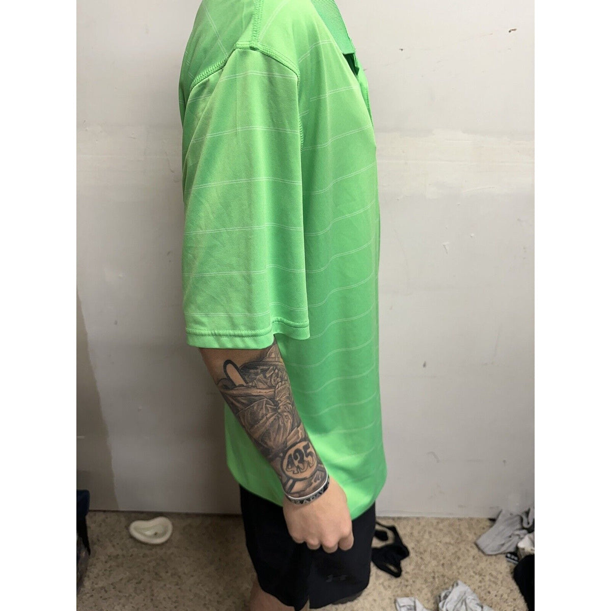 Men’s Lime Green Dri-fit Nike Polo Shirt  Large