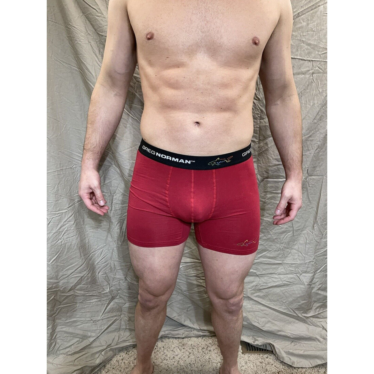men's greg norman red small compression shorts