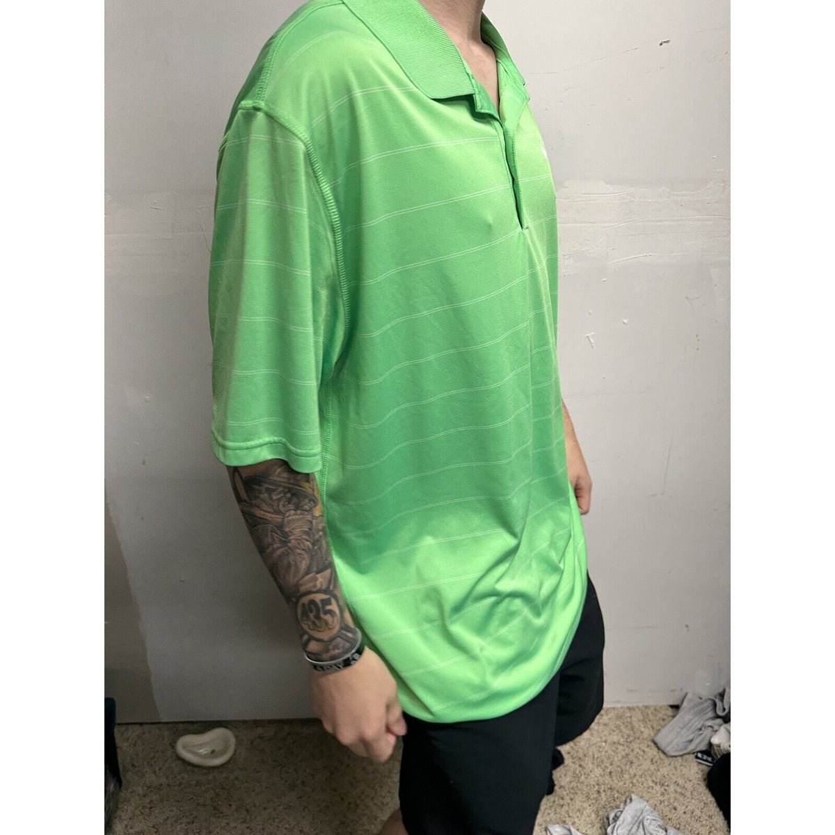 Men’s Lime Green Dri-fit Nike Polo Shirt  Large