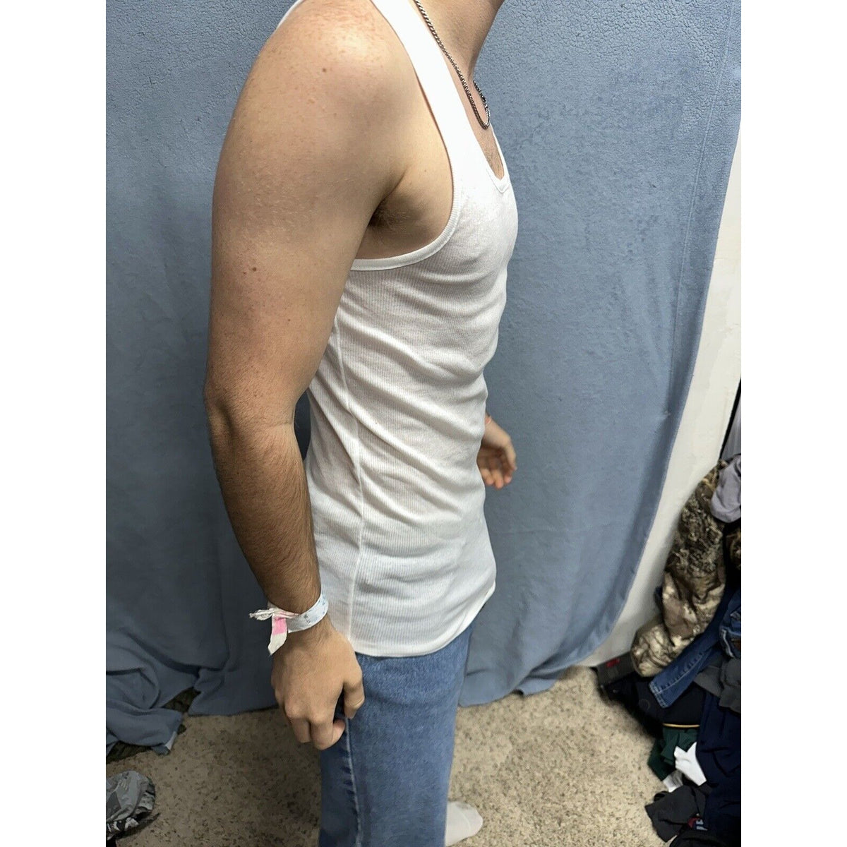 Men’s Perry Ellis Portfolio Large Tank Top Muscle Shirt White
