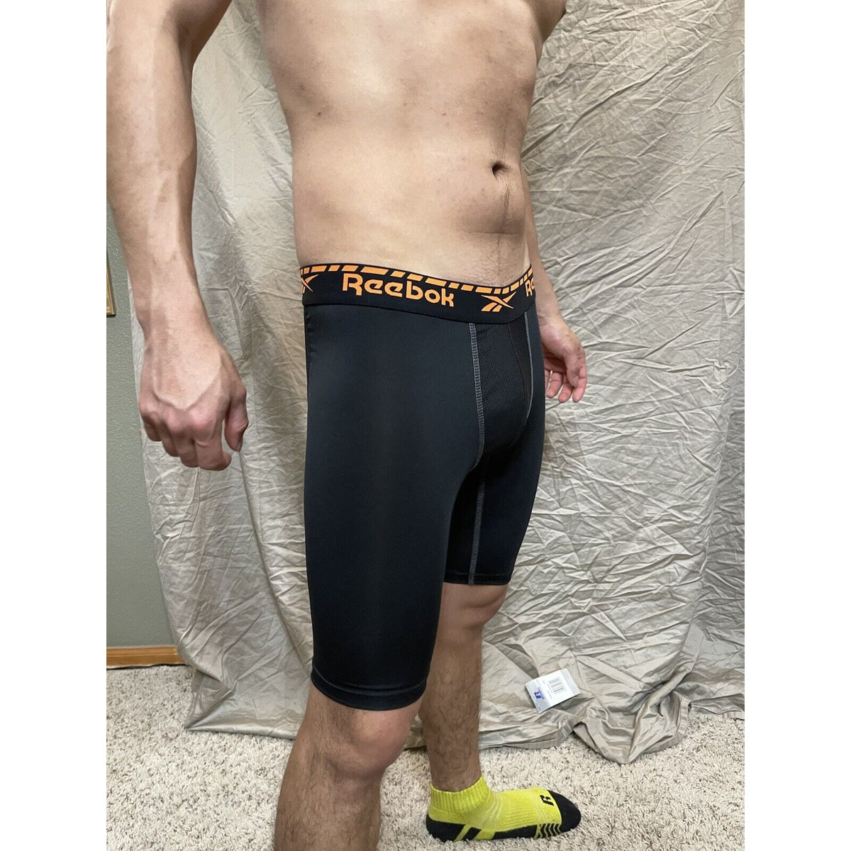 men's black reebok medium orange band compression Boxer Shorts