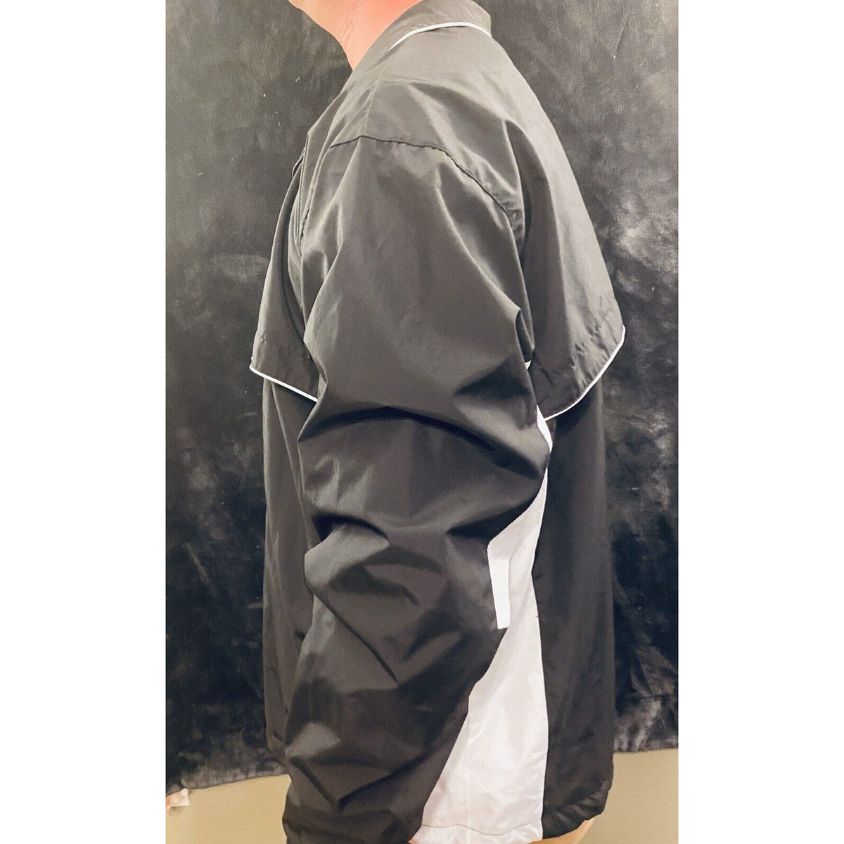 Soffe Men’s  Full Zip Polyester Track Jacket Black/White Large