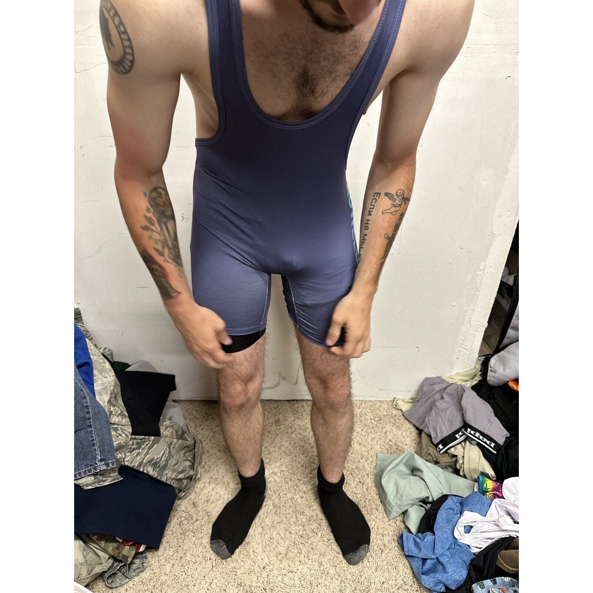 Men’s Gray Tauwell Wrestling Singlet Large