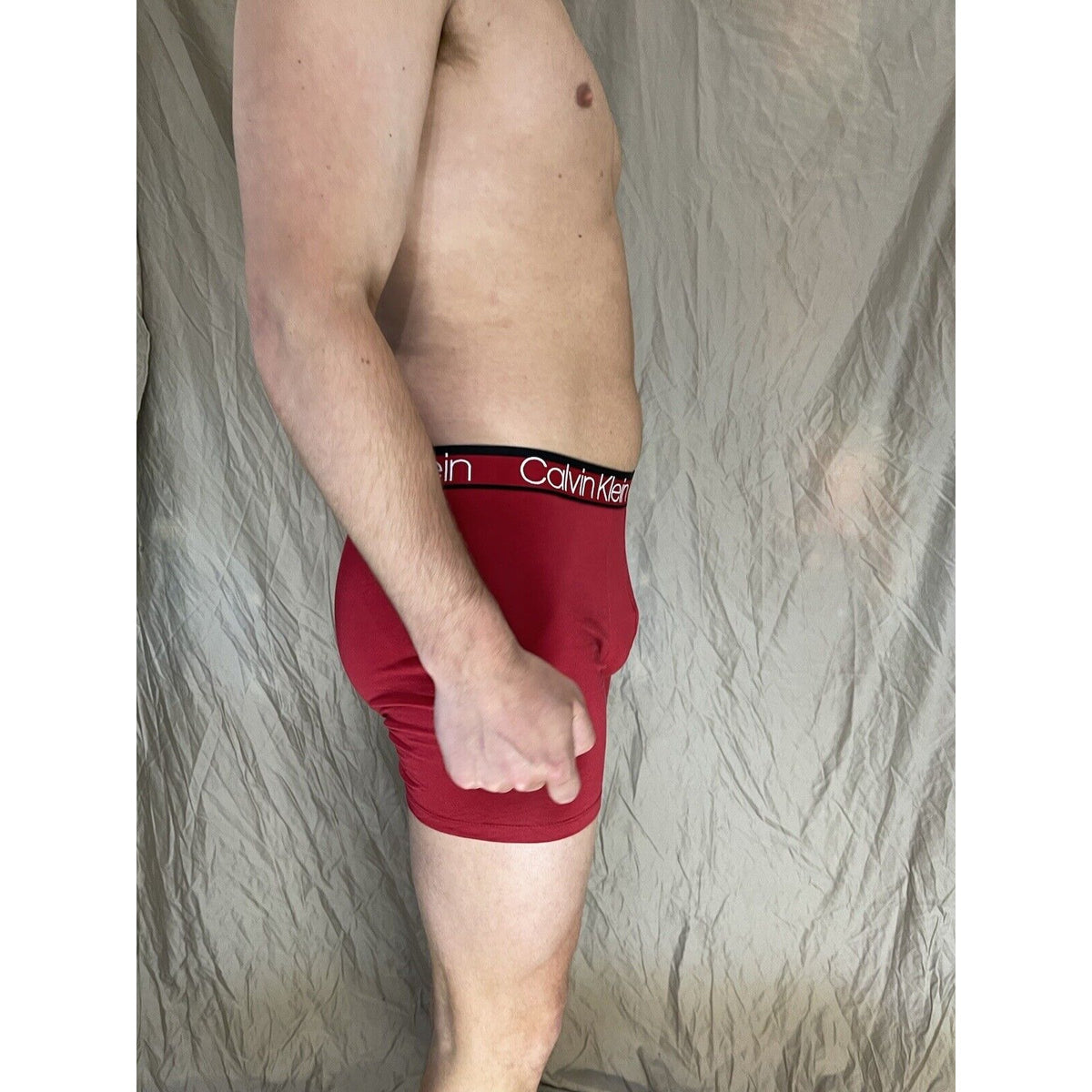 men's red calvin klein boxer brief large