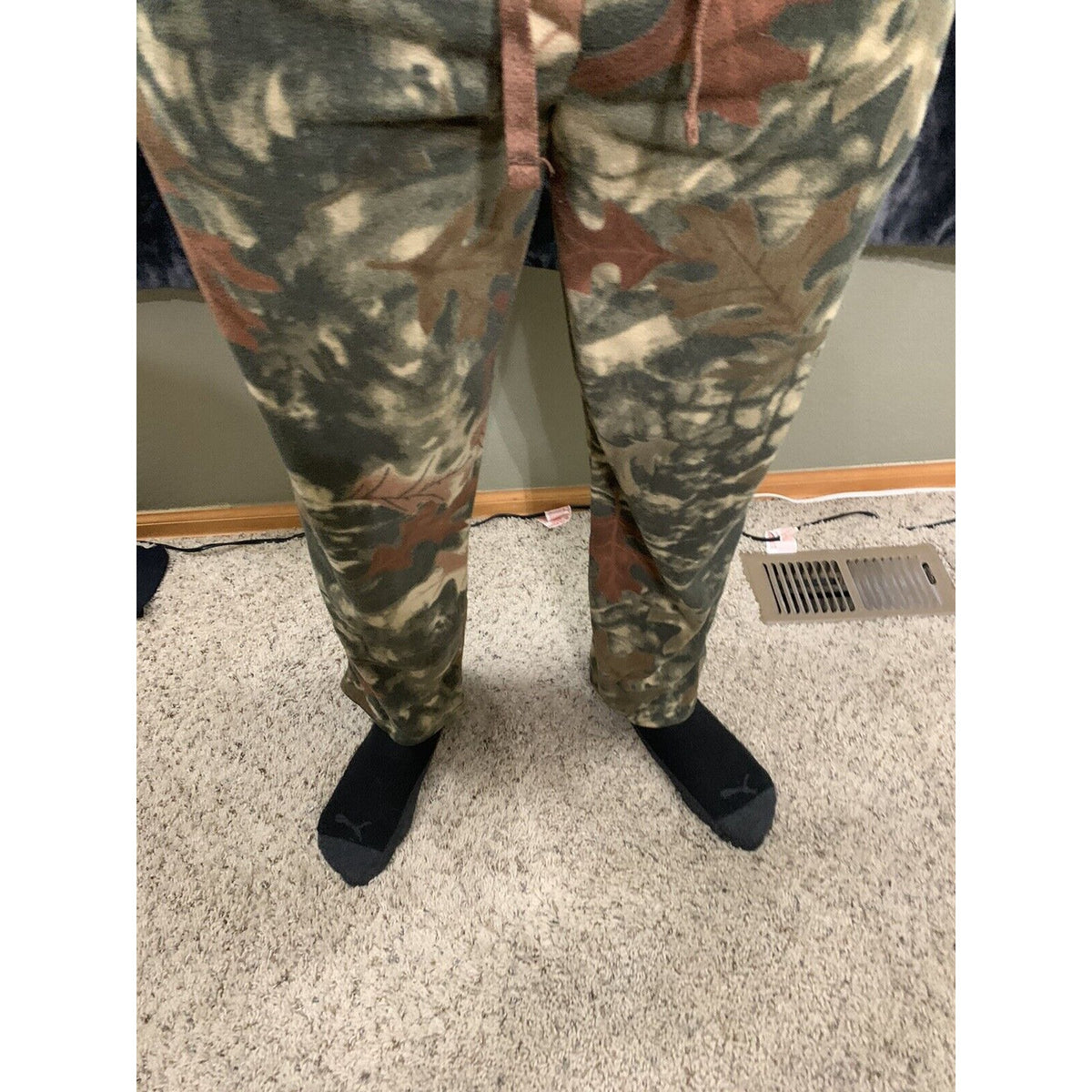 Arctic Trail Men's Fleece Sleep Lounge Pant Camo Leaves Size Medium Polyester