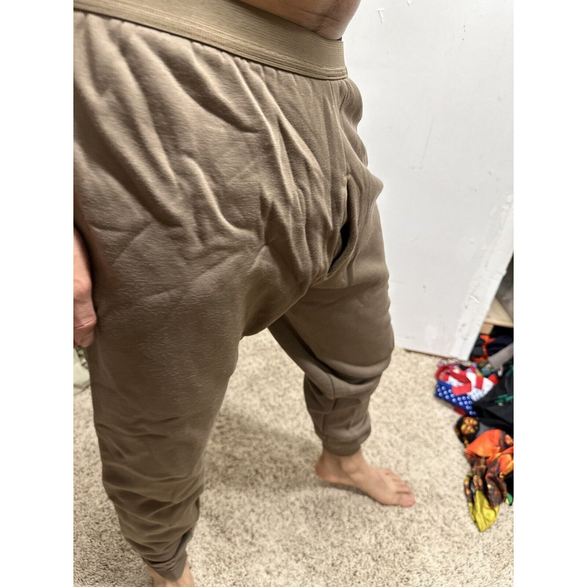 Men’s Cold Weather Brown Drawers Large Thermal Army Air Force Pants