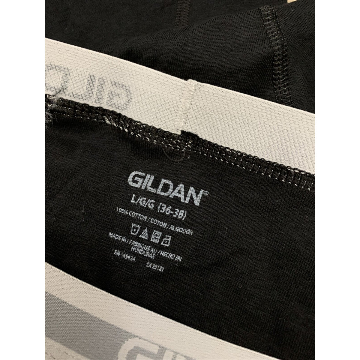 Men's Gildan Boxer Briefs 100% Cotton - Black Size Large