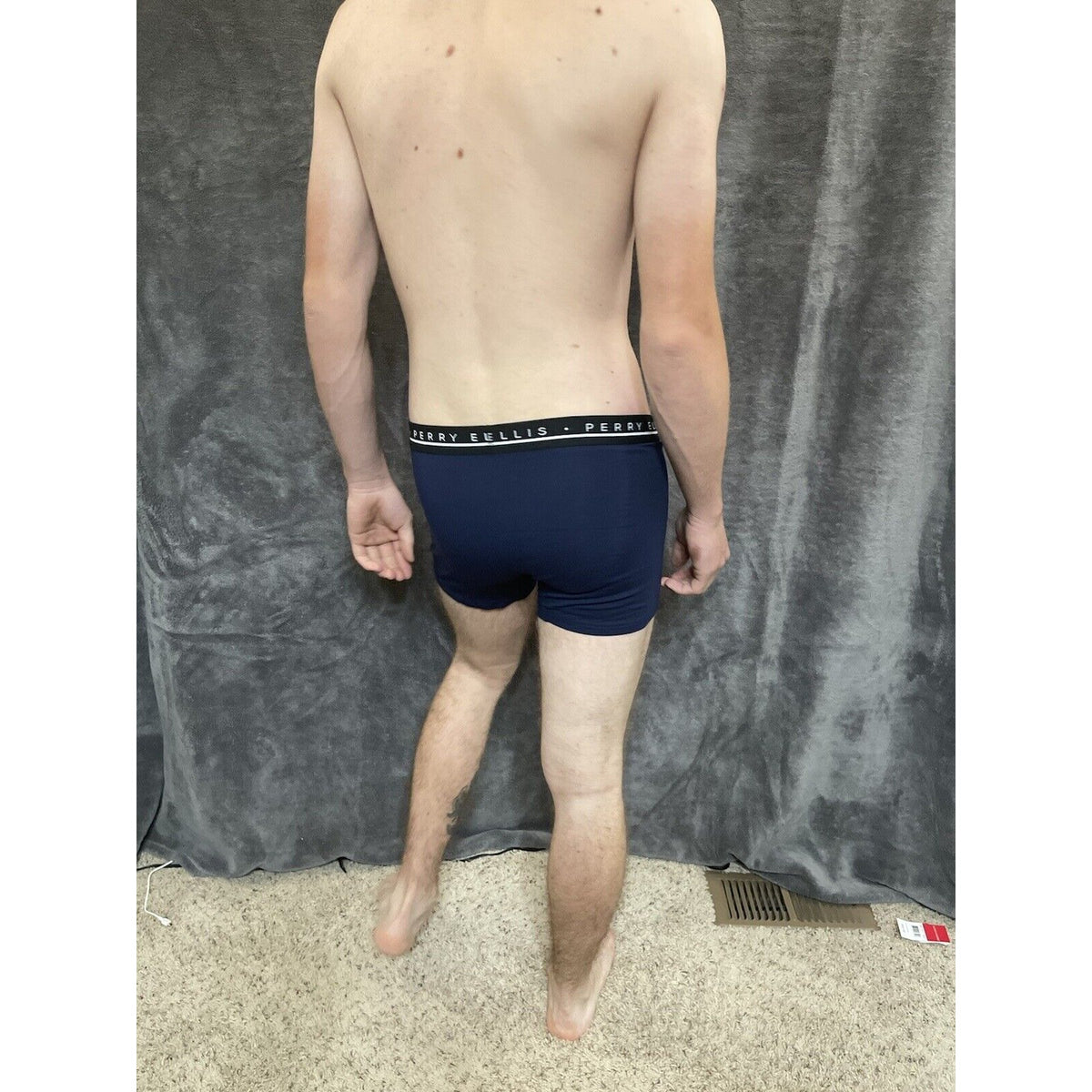 men's Large  perry ellis dark blue compression boxer brief 5% spandex