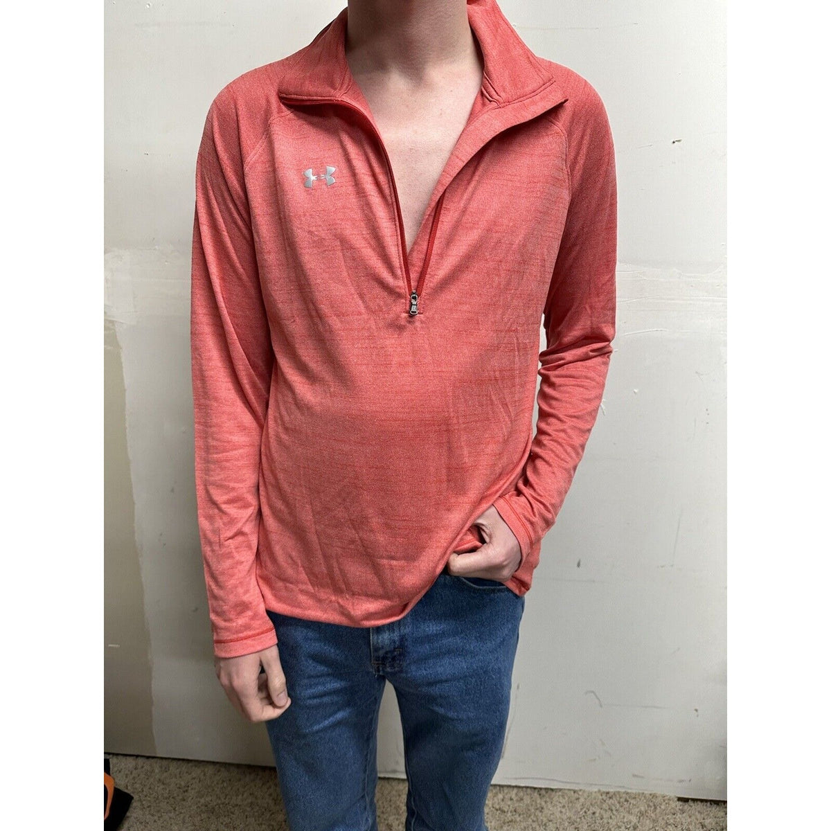 men’s loose under armour quarter zip long sleeve corral pullover shirt Large