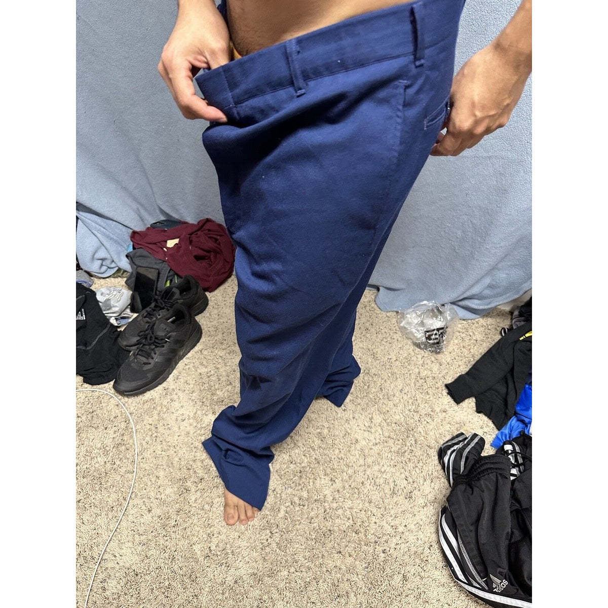 Men’s Blue Air Force Uniform Dress Pants Trousers 35L C Poly Wool