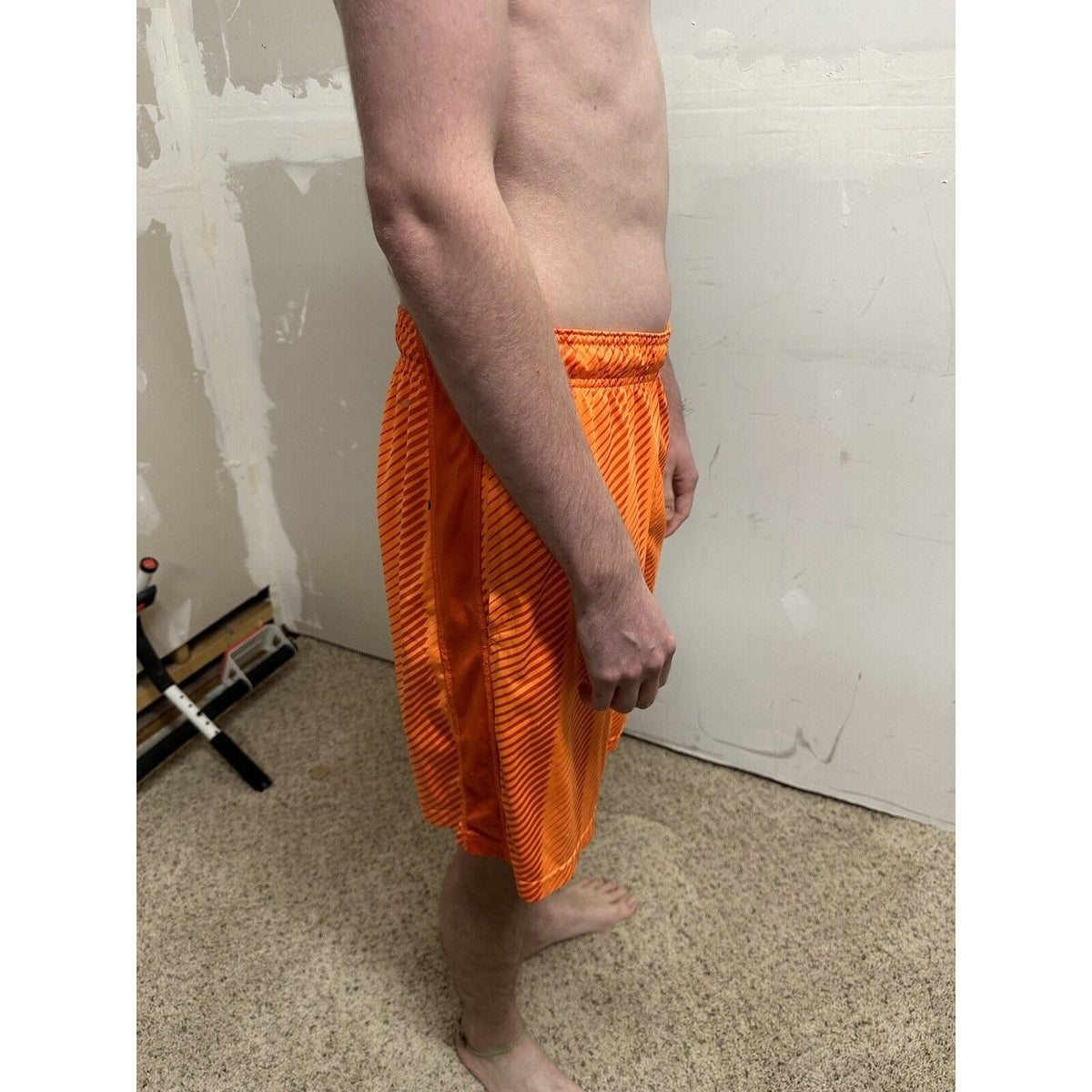 men’s nike dri-fit small neon orange shorts
