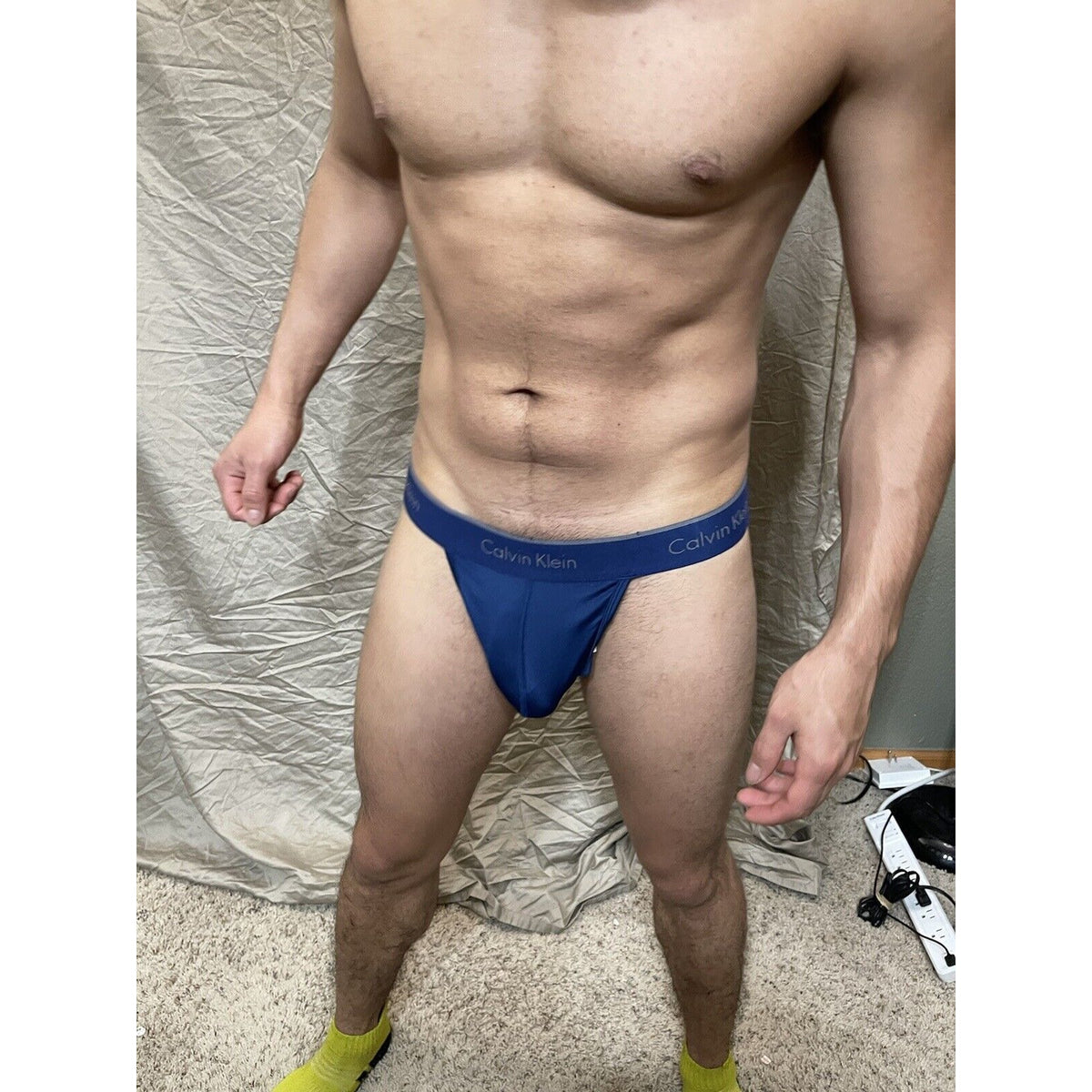 Men's Calvin Klein Microfiber Stretch Y-back thong Dark blue Large
