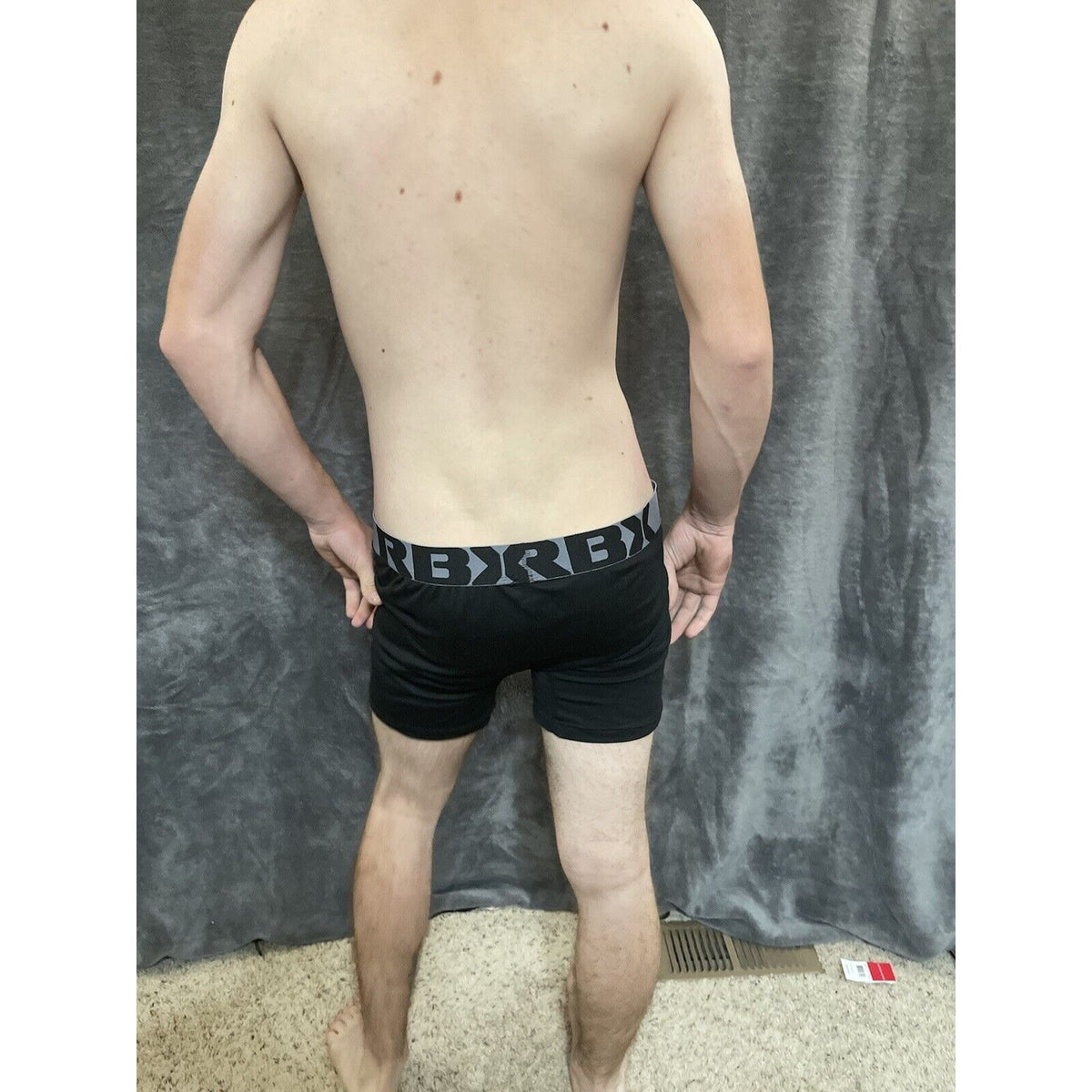 men's Black with  gray Band RBX large compression boxer briefs 10% spandex