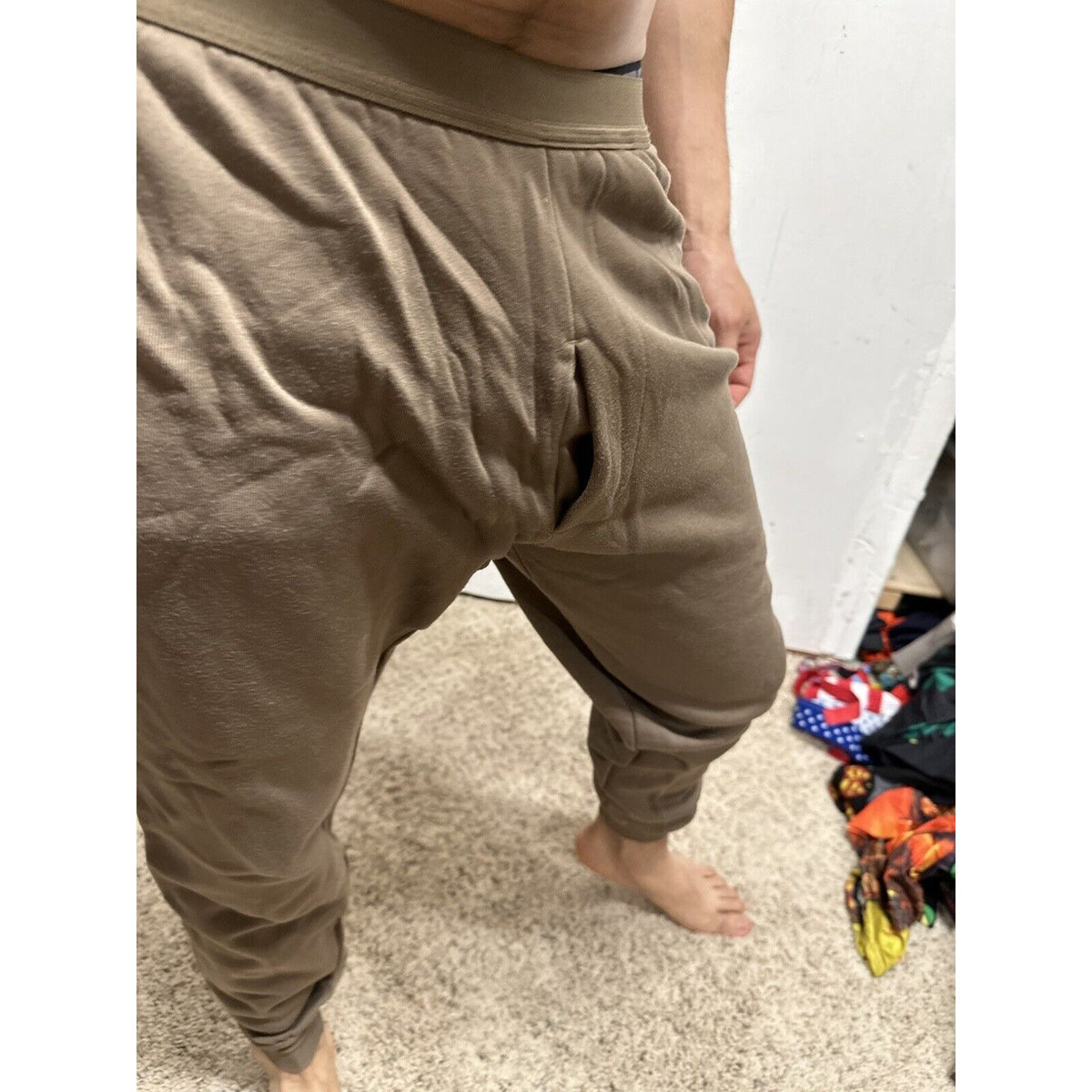 Men’s Cold Weather Brown Drawers Large Thermal Army Air Force Pants
